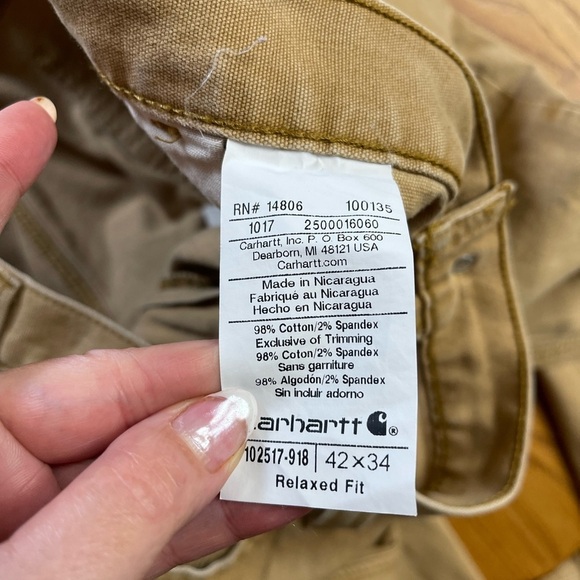 Carhartt Men’s Khaki Relaxed Fit Utility Work Pants Size 42x34 - Picture 6 of 11